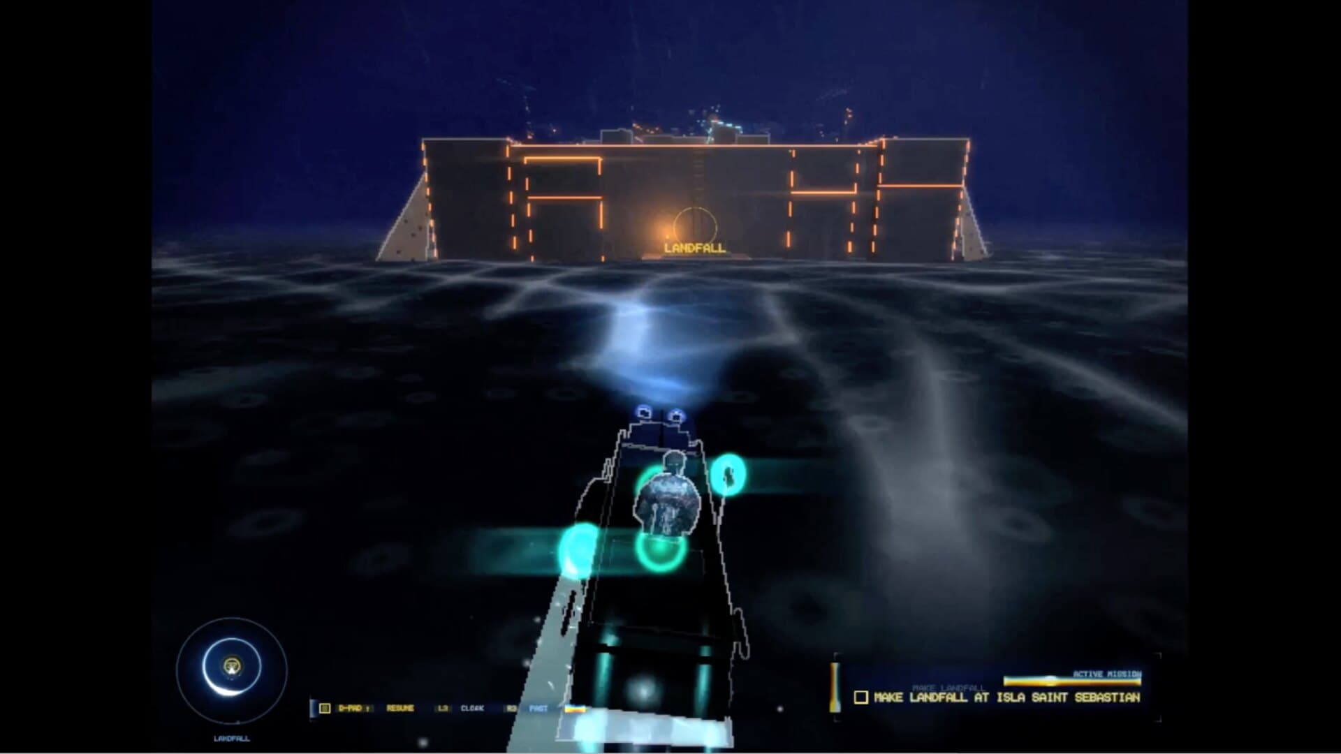 Trillionaire Mercenaries of 21XX — Sailing up to Isla Saint Sebastian at night